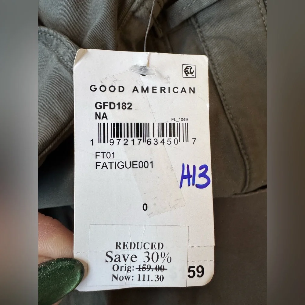 Good American High Rise Barrel Jeans Ft01 Green NWT Size 25 - Picture 7 of 16